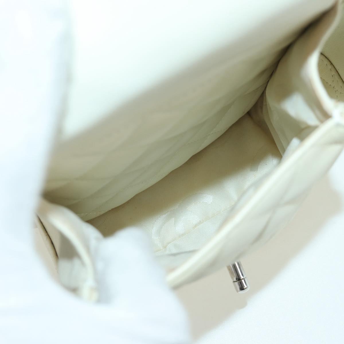 CHANEL Cambon Line Matelasse Hand Bag Leather White Silver CC Auth ARZ785SAM