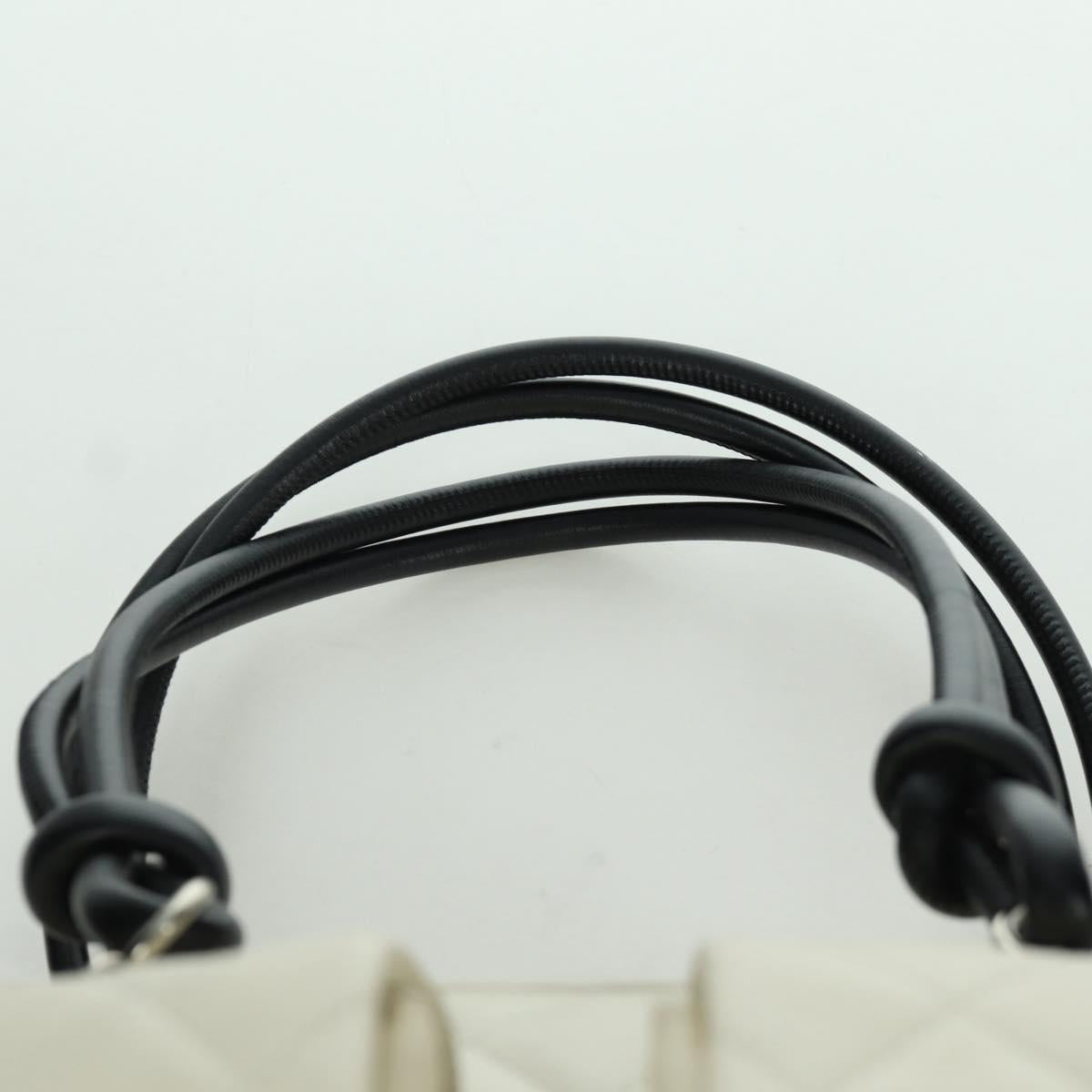 CHANEL Cambon Line Matelasse Hand Bag Leather White Silver CC Auth ARZ785SAM