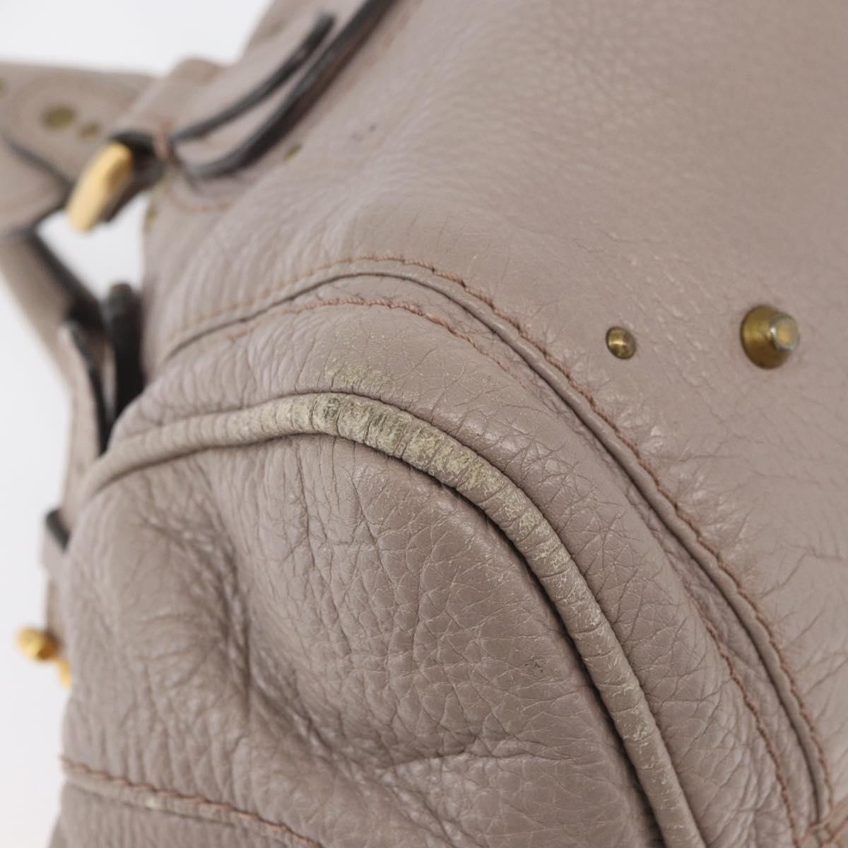 Chloe Paddington Hand Bag Leather Gray Gold Silver Auth ARZ787V