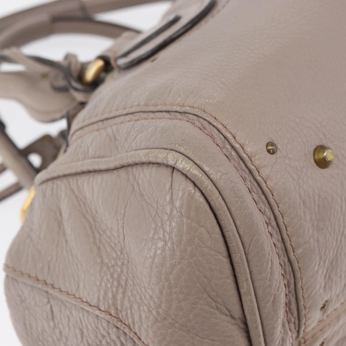 Chloe Paddington Hand Bag Leather Gray Gold Silver Auth ARZ787V