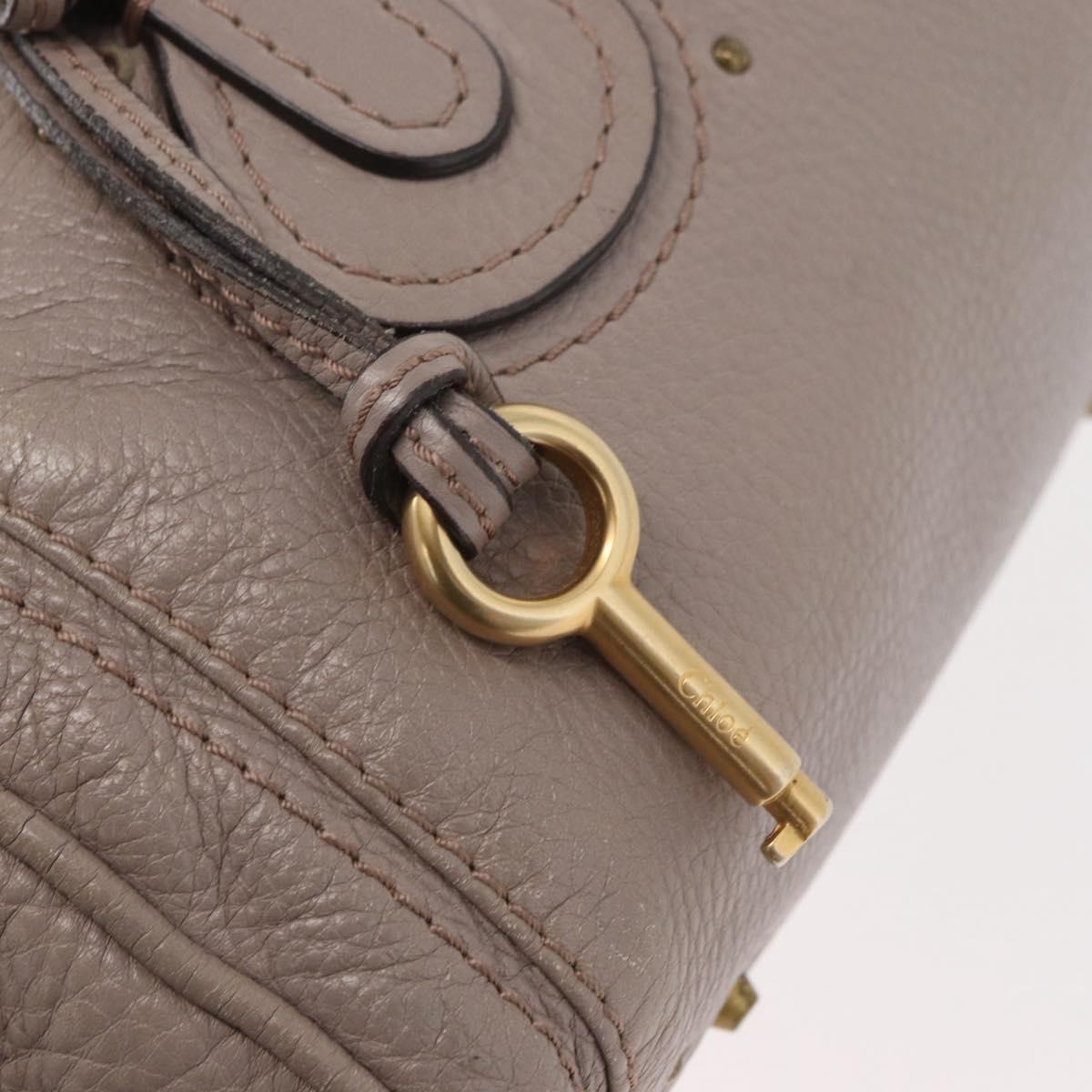 Chloe Paddington Hand Bag Leather Gray Gold Silver Auth ARZ787V