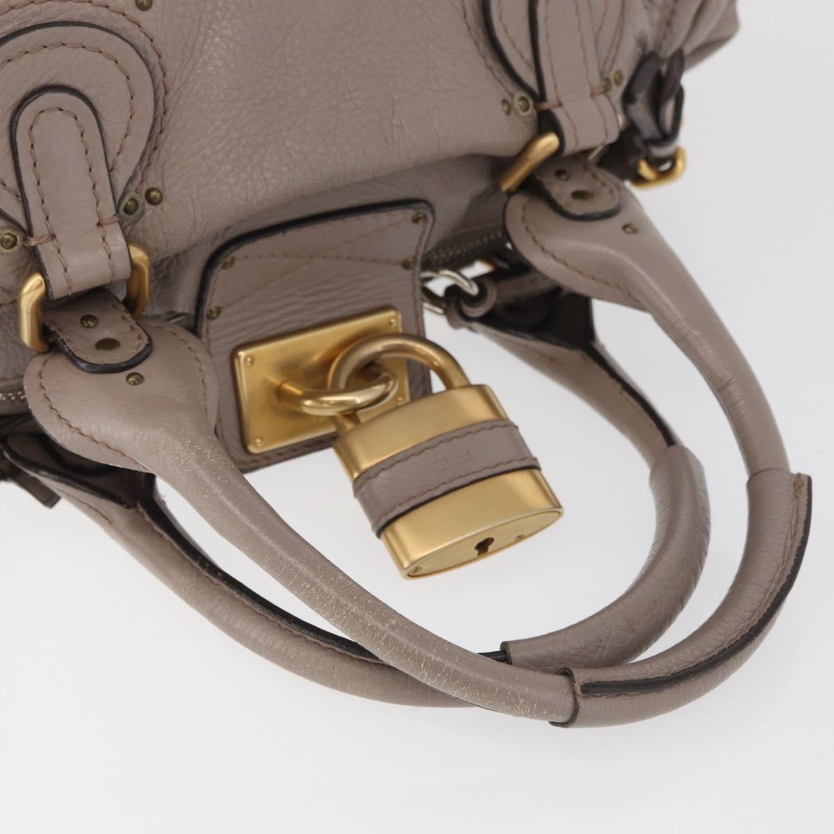 Chloe Paddington Hand Bag Leather Gray Gold Silver Auth ARZ787V