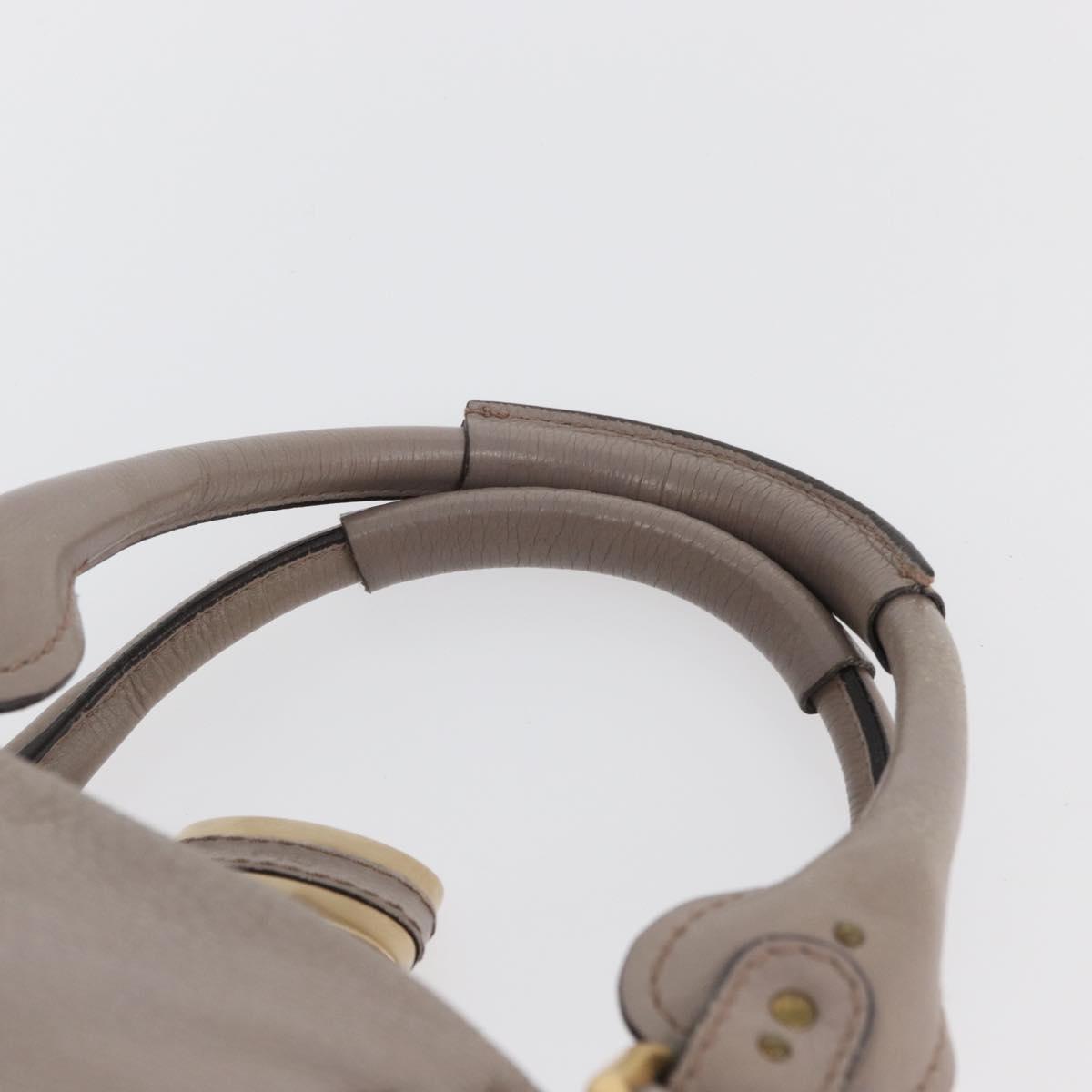 Chloe Paddington Hand Bag Leather Gray Gold Silver Auth ARZ787V