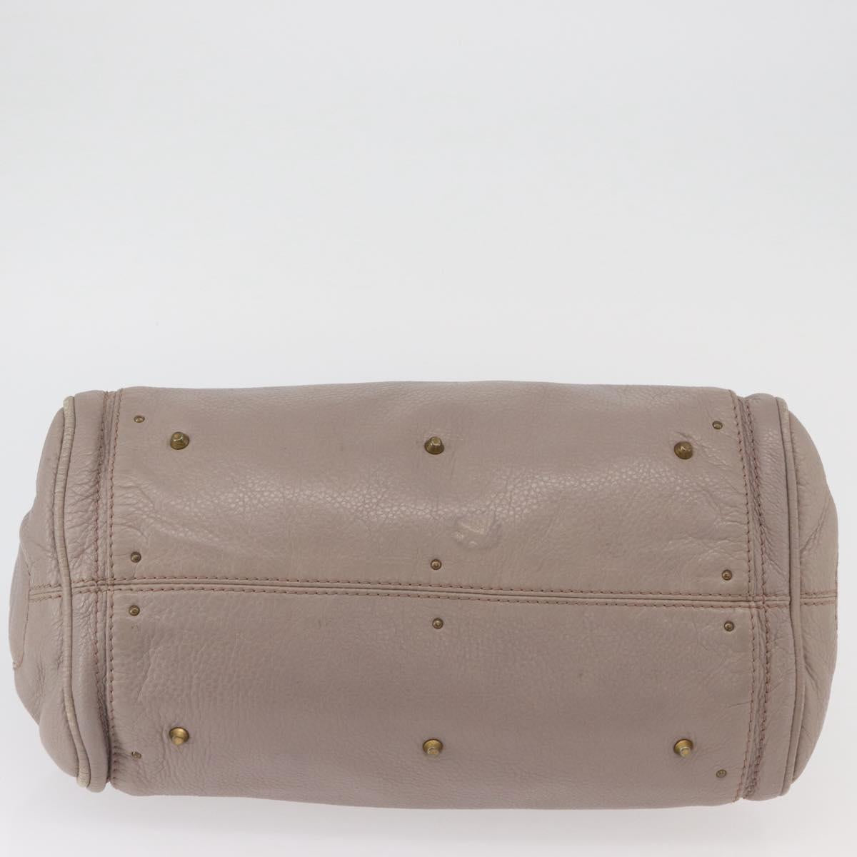 Chloe Paddington Hand Bag Leather Gray Gold Silver Auth ARZ787V