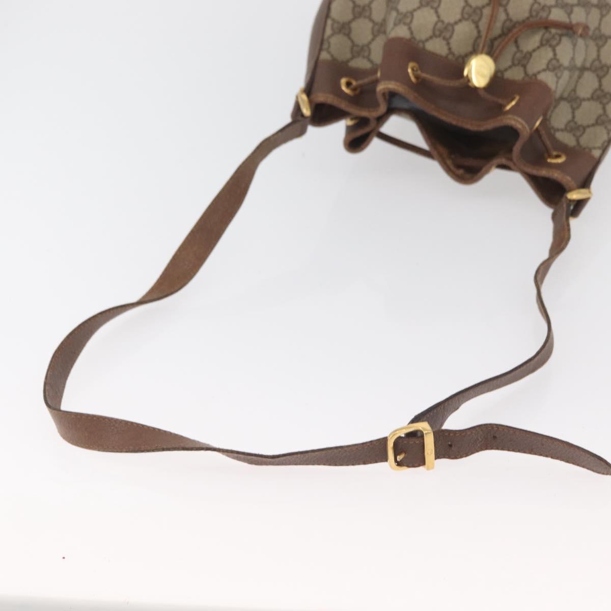GUCCI GG Supreme Shoulder Bag PVC Beige Gold Auth ARZ789