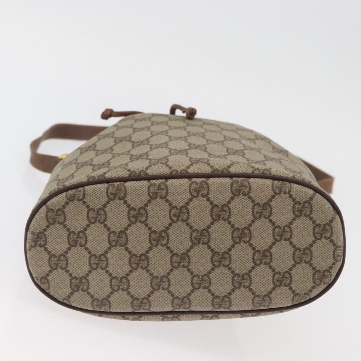 GUCCI GG Supreme Shoulder Bag PVC Beige Gold Auth ARZ789