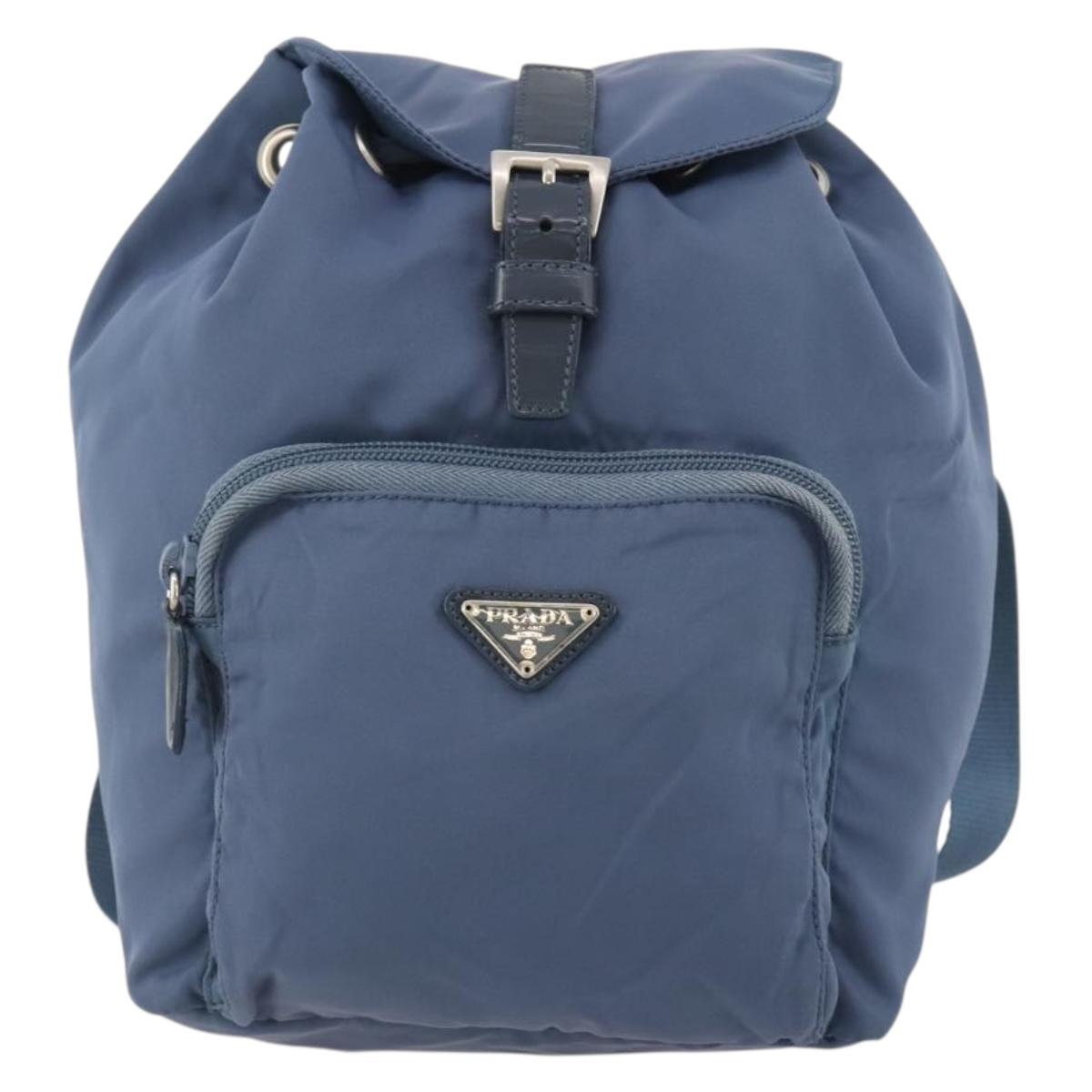 PRADA Backpack Nylon Light Blue Silver Auth ARZ796