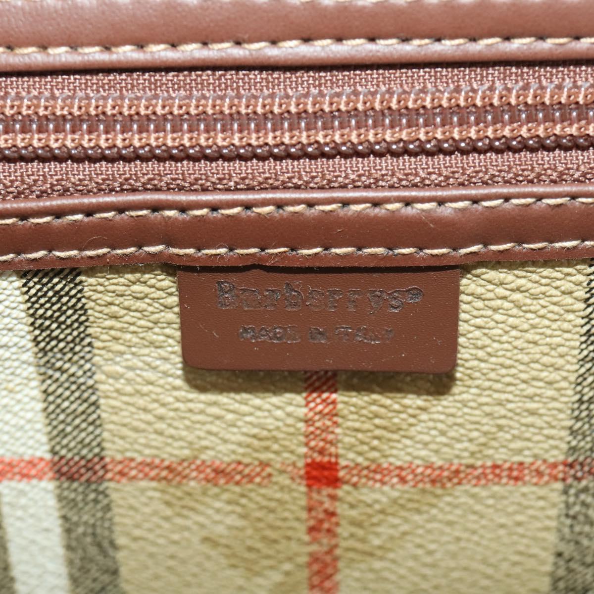 Burberrys Nova Check Boston Bag PVC 2way Beige Gold Auth ARZ799