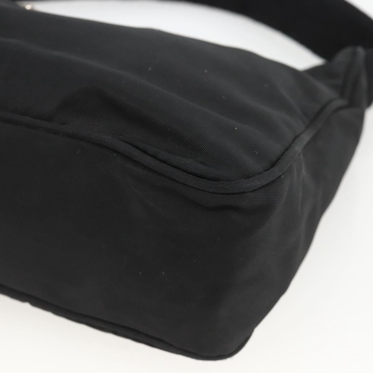 PRADA Hand Pouch Nylon Black Silver Auth ARZ818
