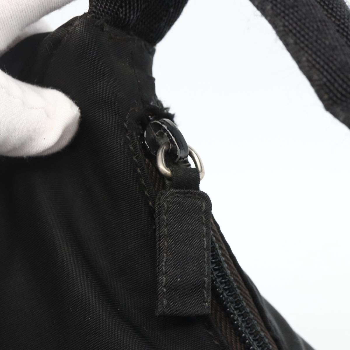PRADA Hand Pouch Nylon Black Silver Auth ARZ818