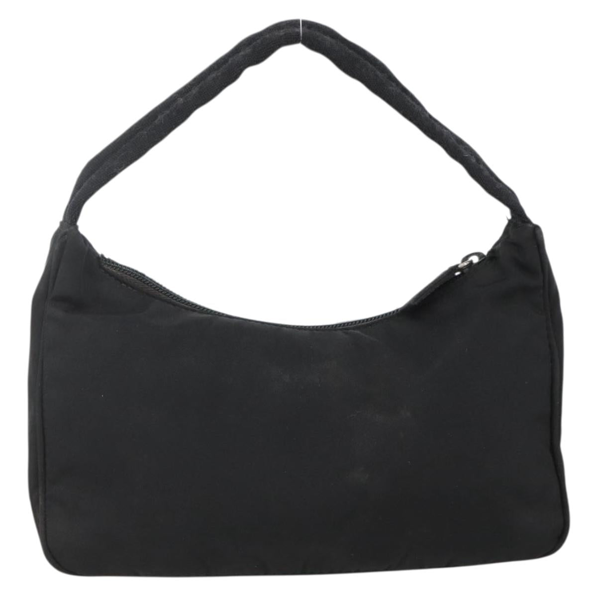PRADA Hand Pouch Nylon Black Silver Auth ARZ818