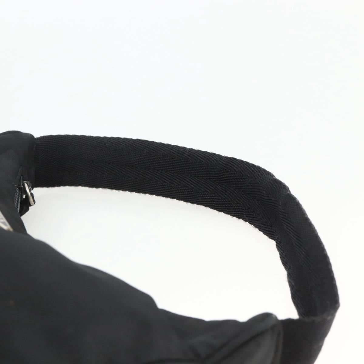 PRADA Hand Pouch Nylon Black Silver Auth ARZ818