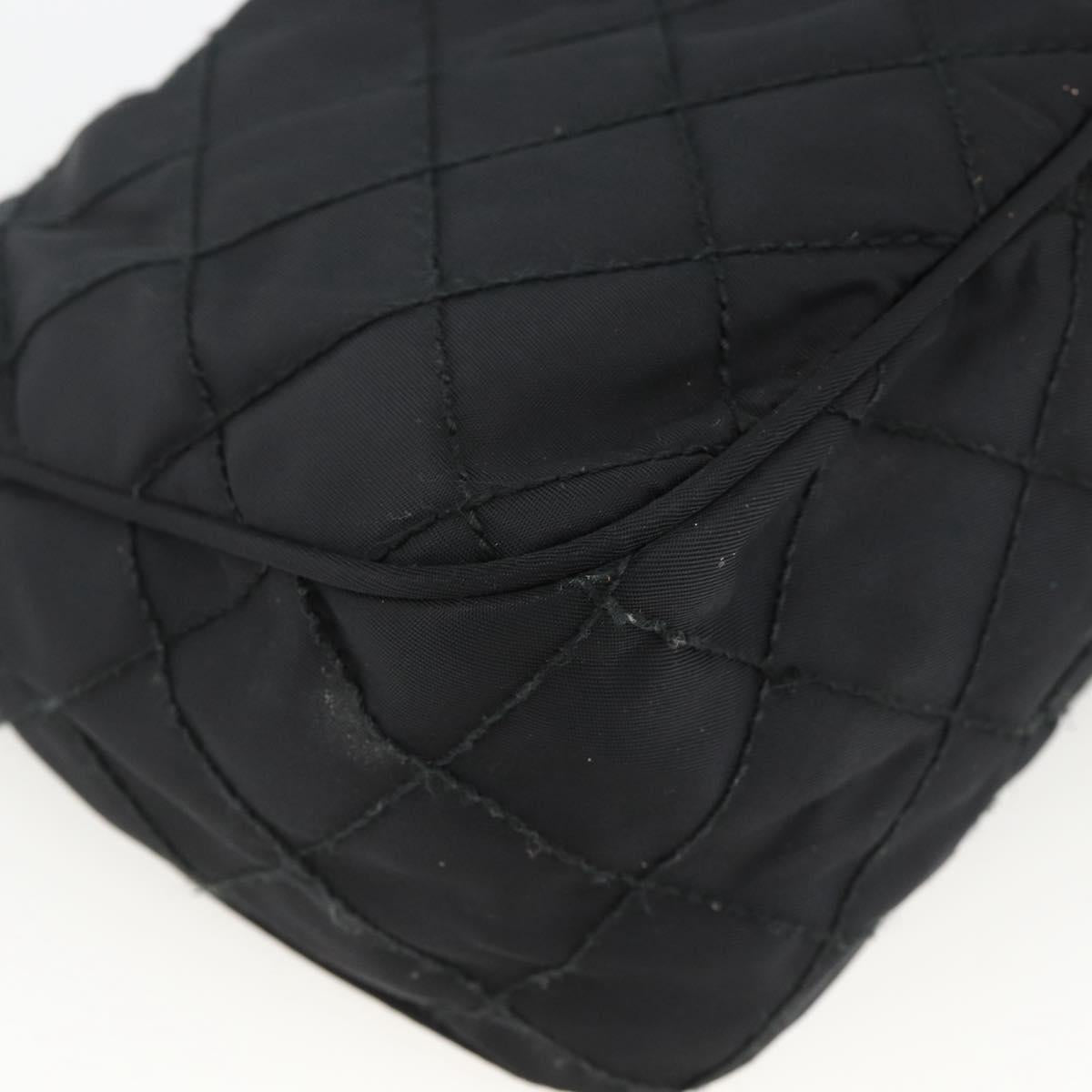 PRADA Pouch Nylon Black Silver Auth ARZ823A