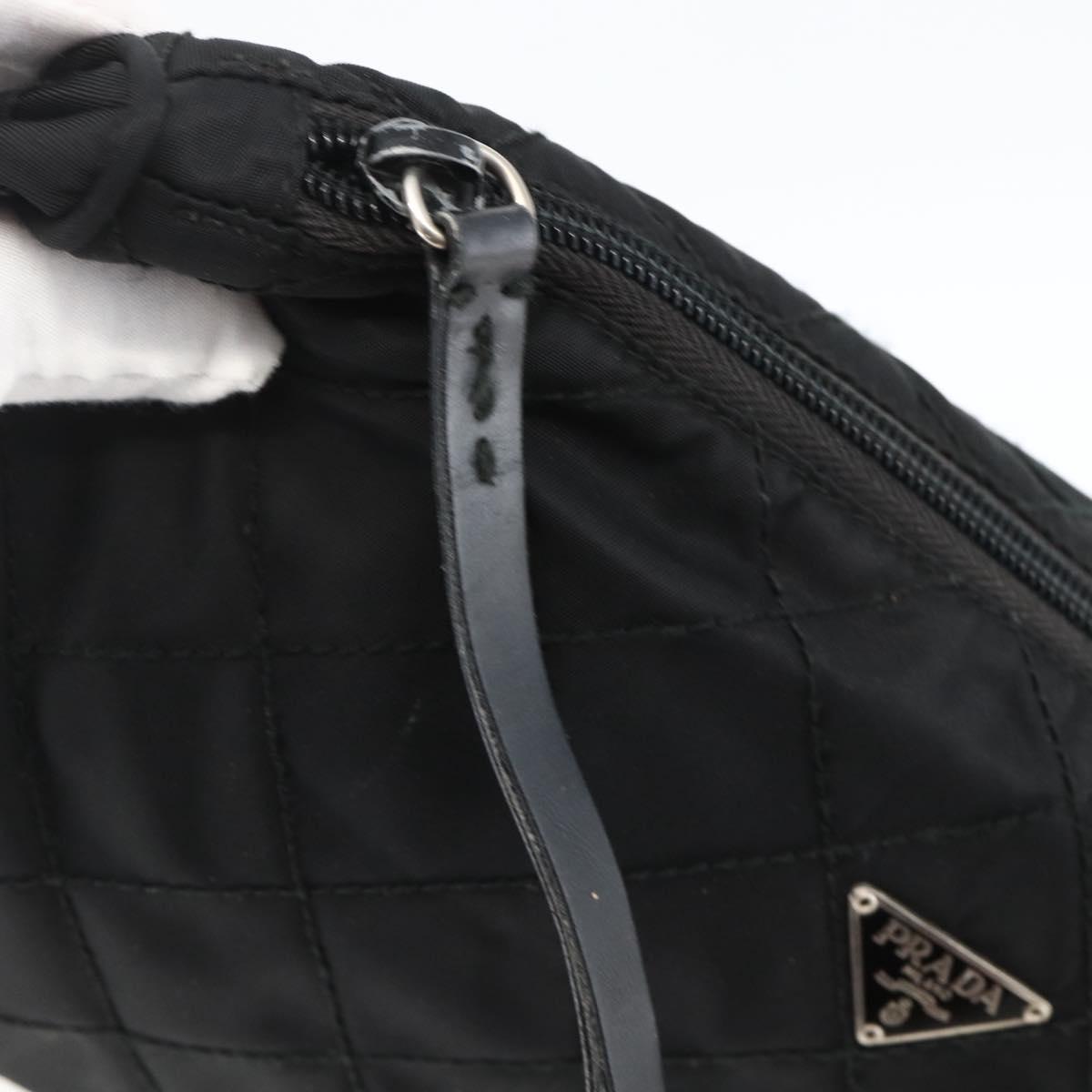 PRADA Pouch Nylon Black Silver Auth ARZ823A