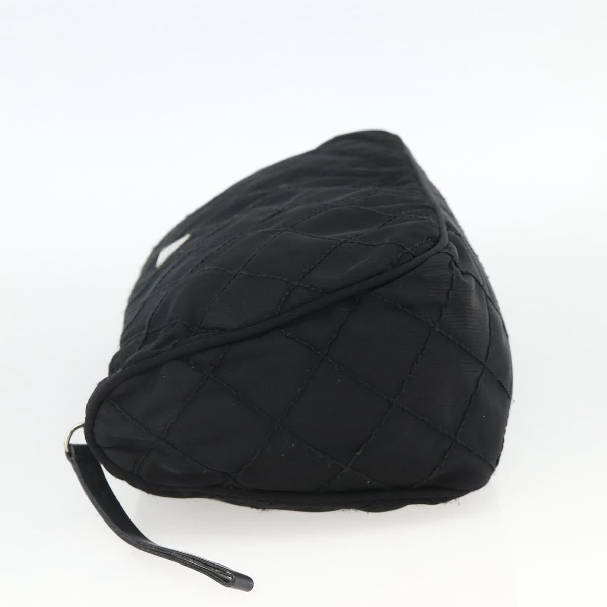 PRADA Pouch Nylon Black Silver Auth ARZ823A