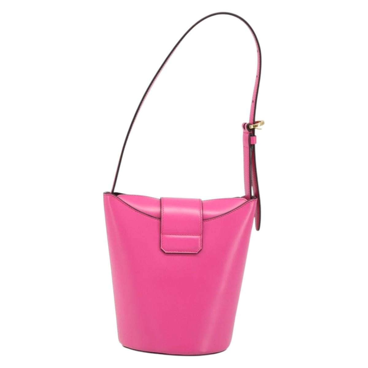 Salvatore Ferragamo Gancini Shoulder Bag Leather Pink Gold Auth ARZ836A