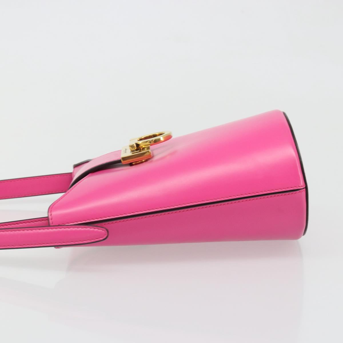 Salvatore Ferragamo Gancini Shoulder Bag Leather Pink Gold Auth ARZ836A