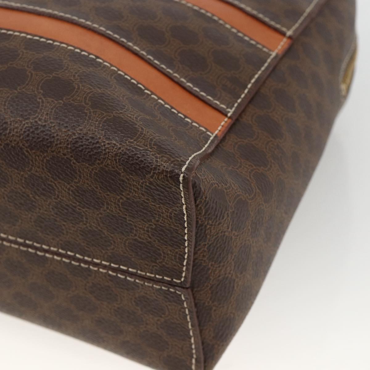 CELINE Macadam Canvas Hand Bag PVC Leather Brown Gold Auth ARZ837