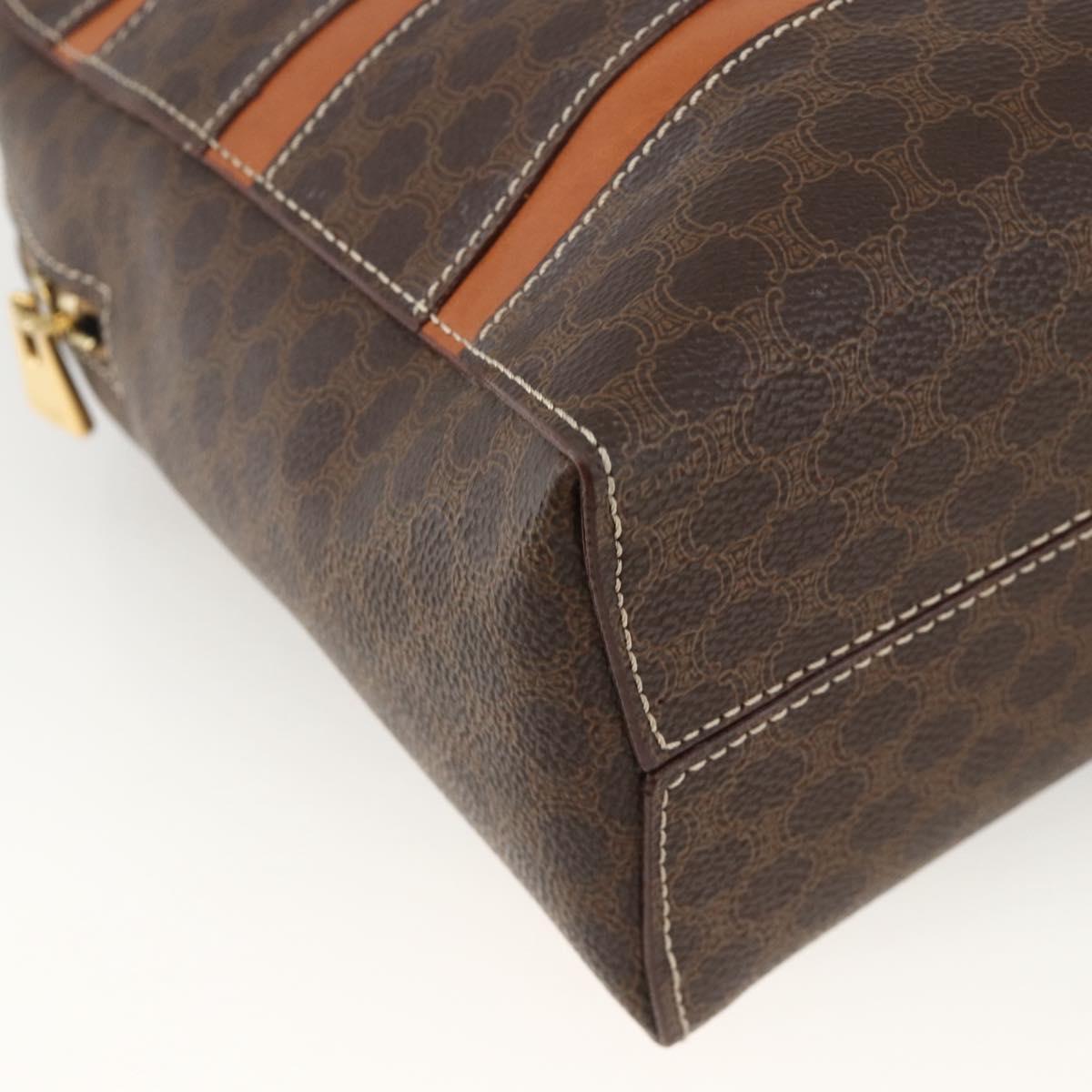 CELINE Macadam Canvas Hand Bag PVC Leather Brown Gold Auth ARZ837