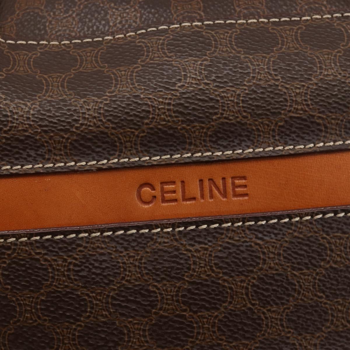 CELINE Macadam Canvas Hand Bag PVC Leather Brown Gold Auth ARZ837