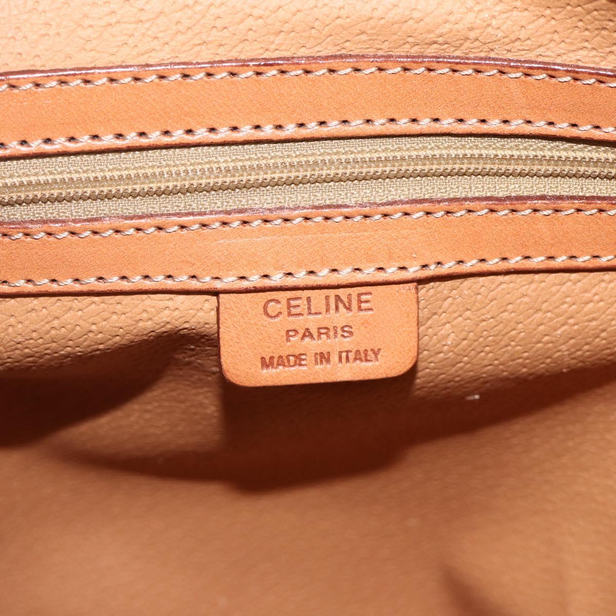 CELINE Macadam Canvas Hand Bag PVC Leather Brown Gold Auth ARZ837