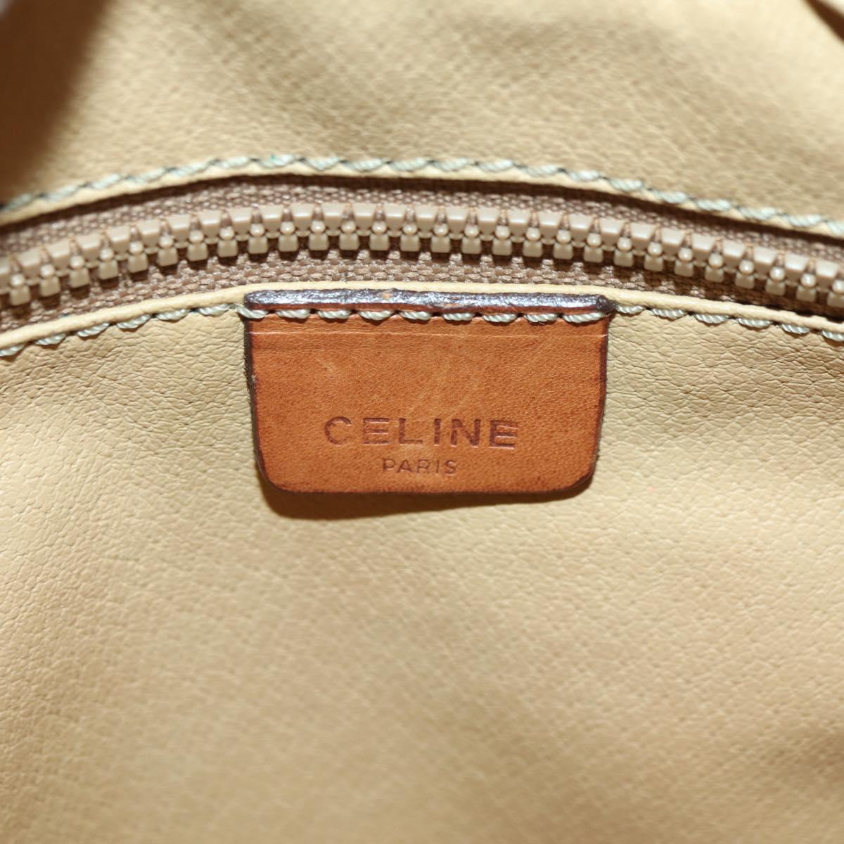 CELINE Macadam Canvas Shoulder Bag PVC Leather Beige Gold Auth ARZ842A