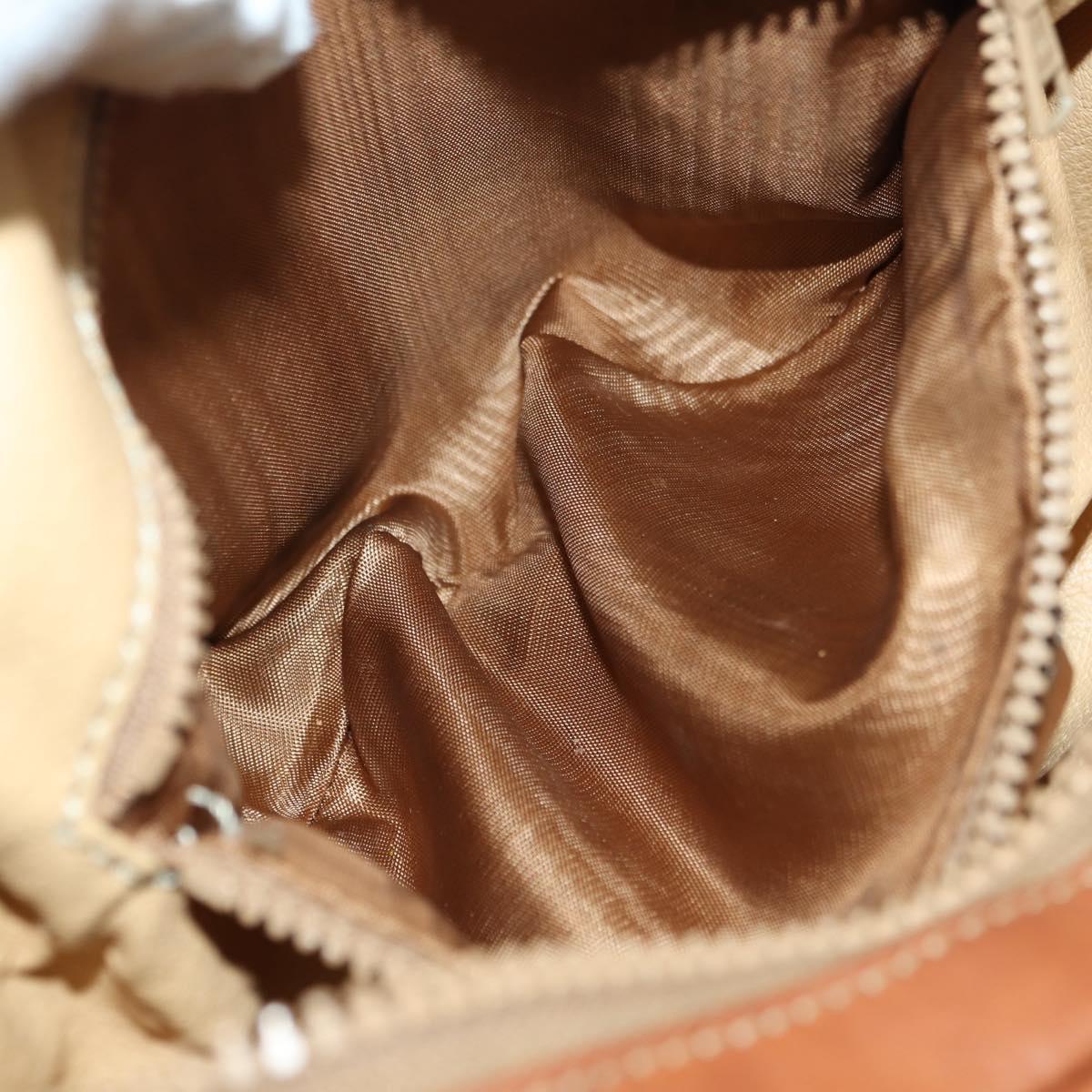 CELINE Macadam Canvas Shoulder Bag PVC Leather Beige Gold Auth ARZ842A