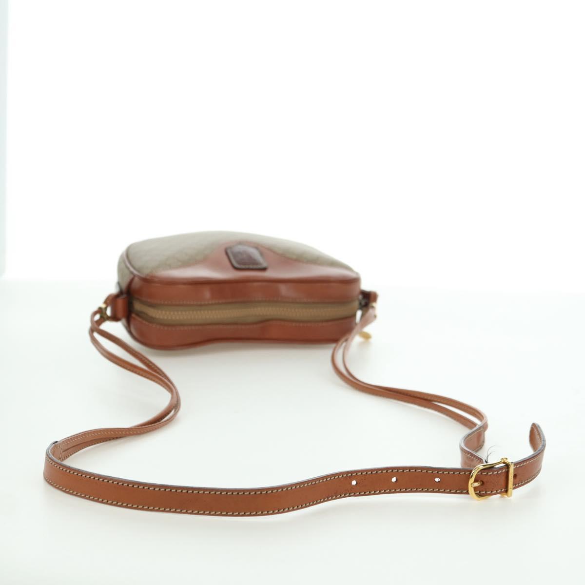 CELINE Macadam Canvas Shoulder Bag PVC Leather Beige Gold Auth ARZ842A