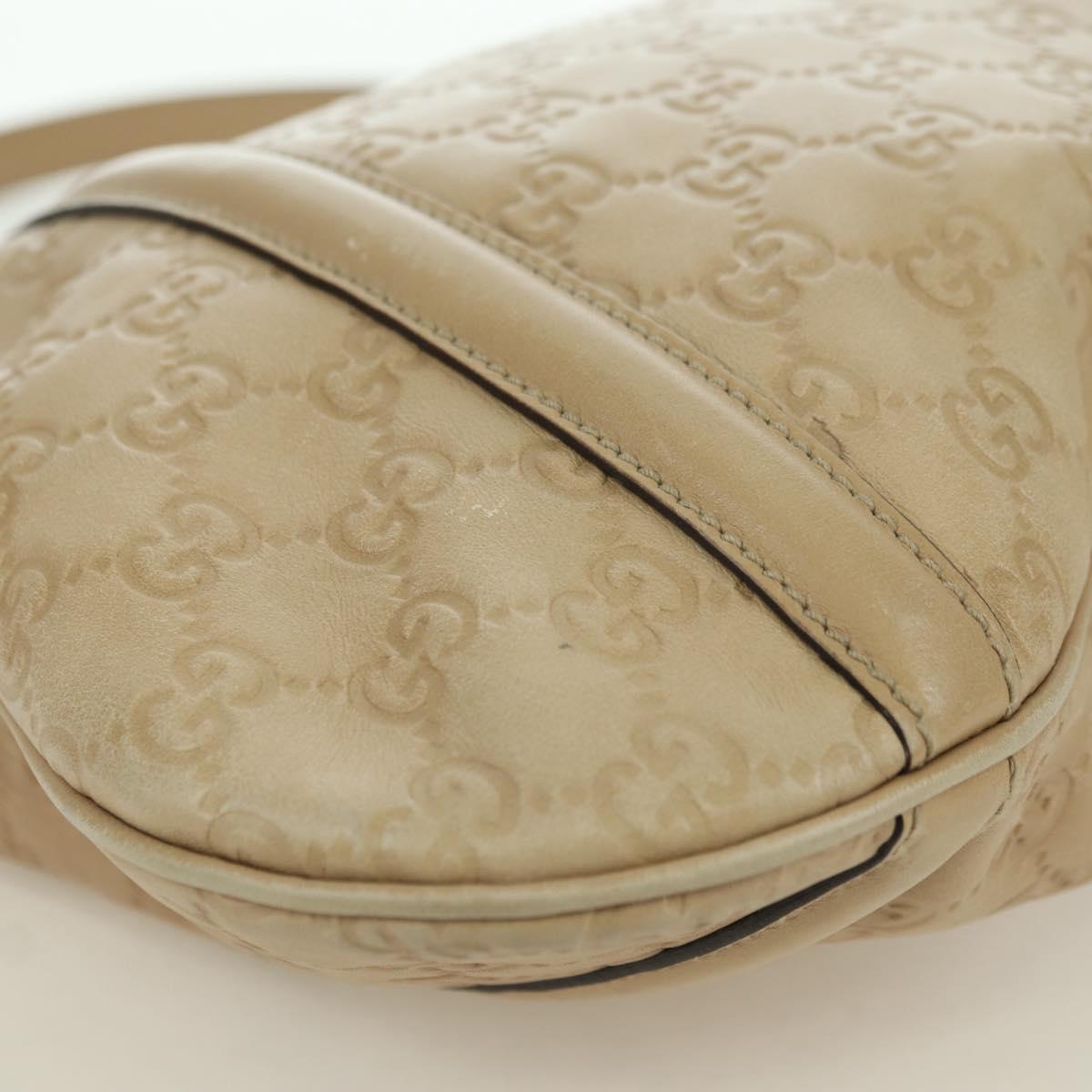 GUCCI GG Canvas Guccissima Shoulder Bag Leather Beige Gold 162740 Auth ARZ847V