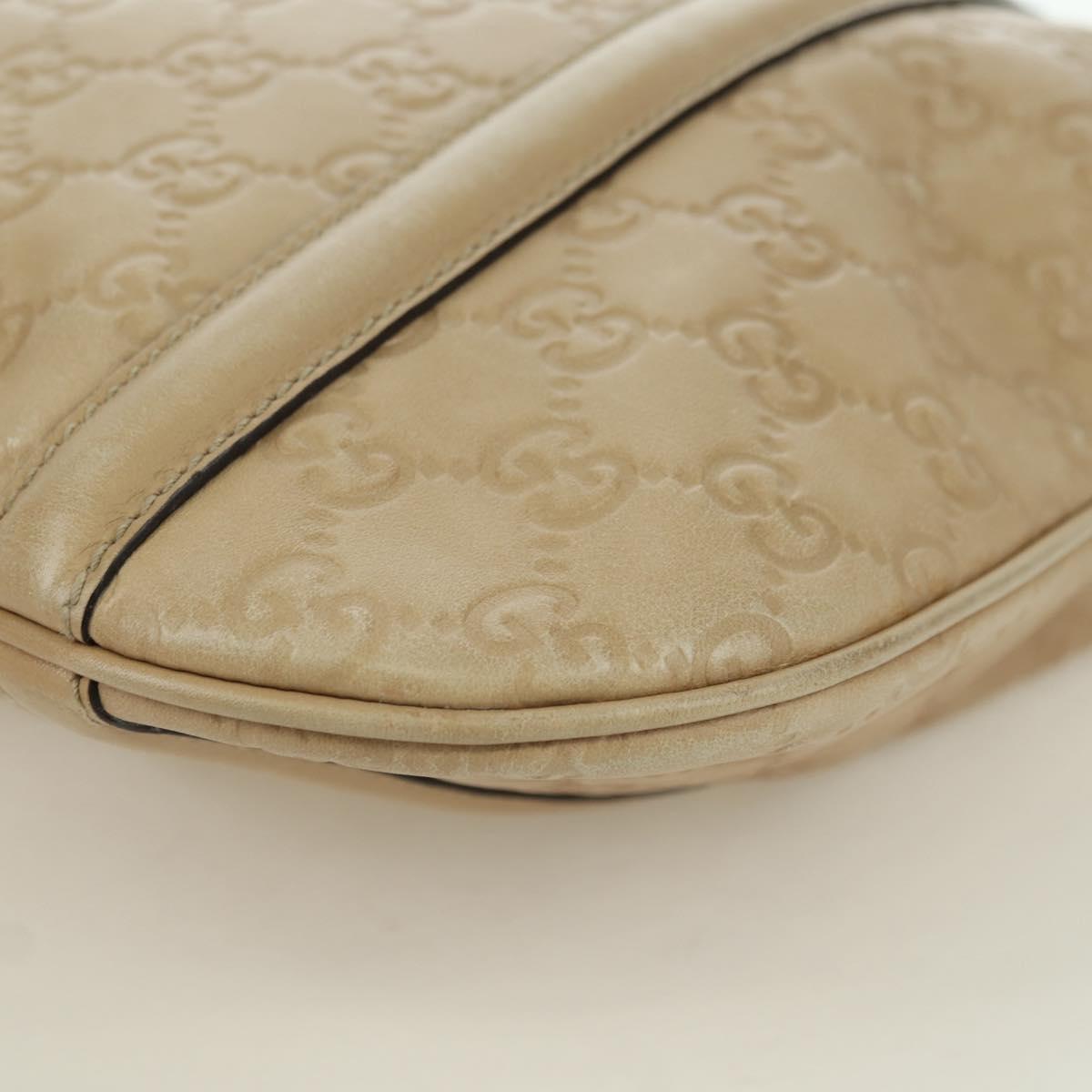 GUCCI GG Canvas Guccissima Shoulder Bag Leather Beige Gold 162740 Auth ARZ847V