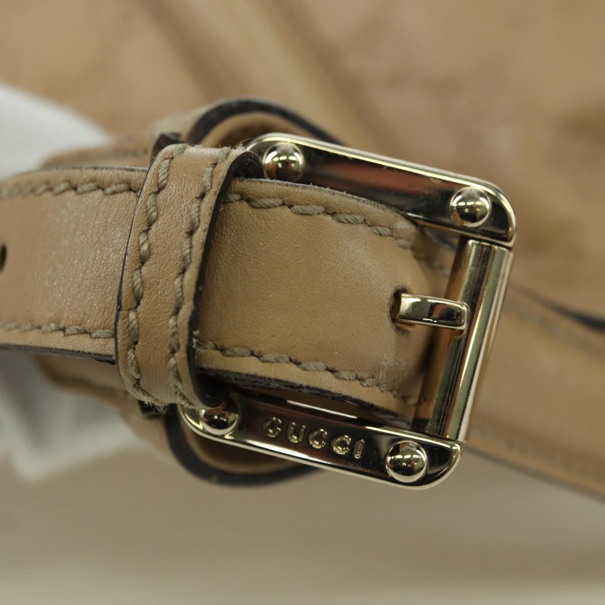 GUCCI GG Canvas Guccissima Shoulder Bag Leather Beige Gold 162740 Auth ARZ847V