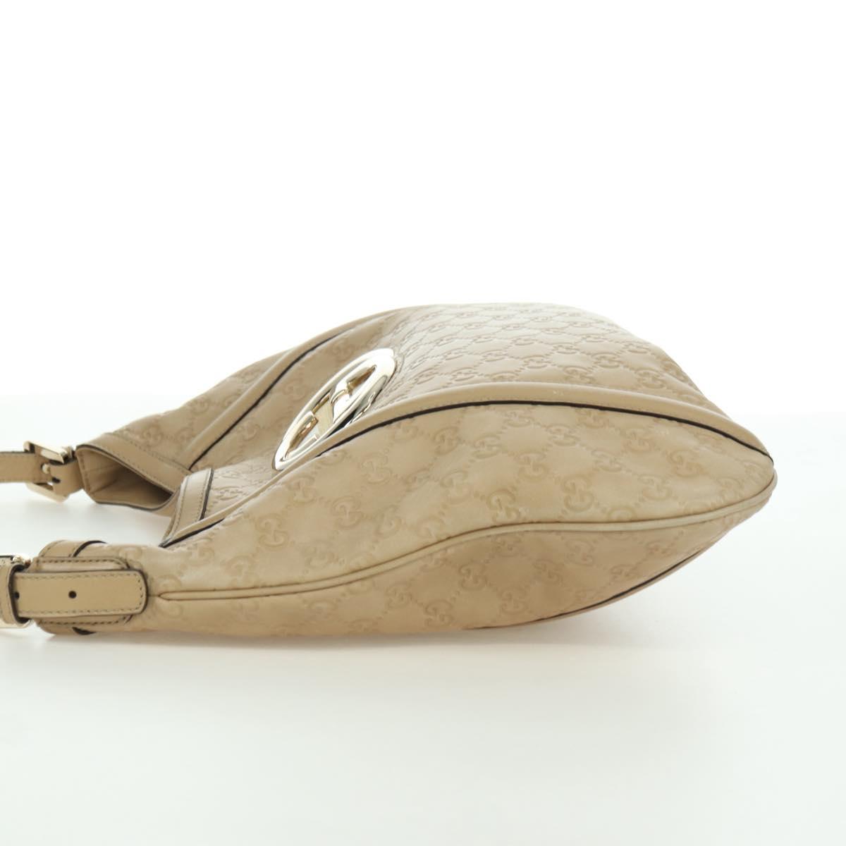GUCCI GG Canvas Guccissima Shoulder Bag Leather Beige Gold 162740 Auth ARZ847V