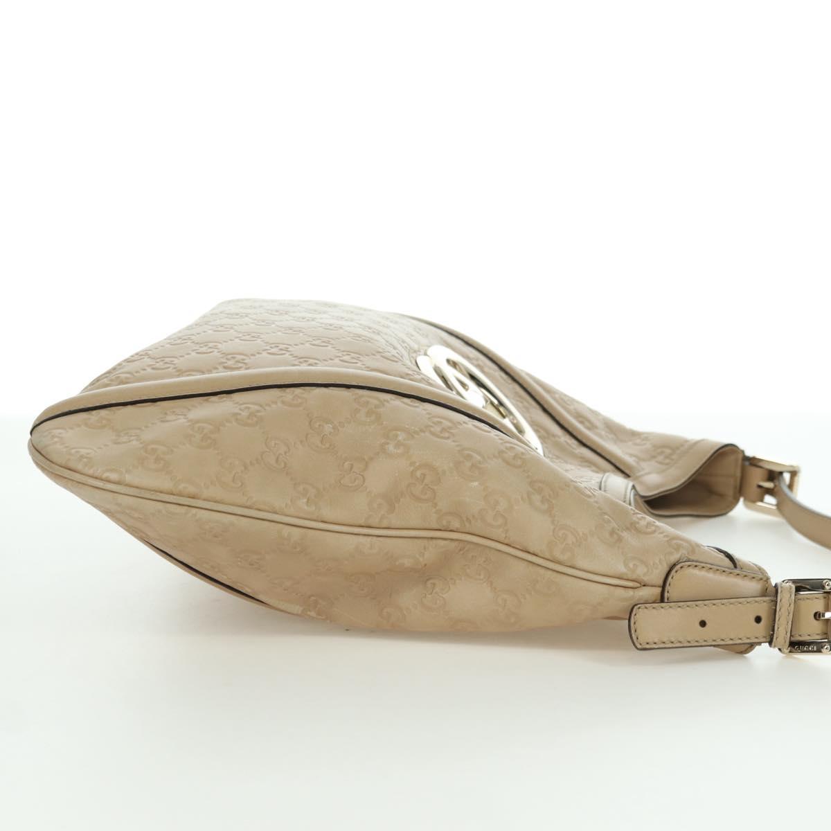 GUCCI GG Canvas Guccissima Shoulder Bag Leather Beige Gold 162740 Auth ARZ847V