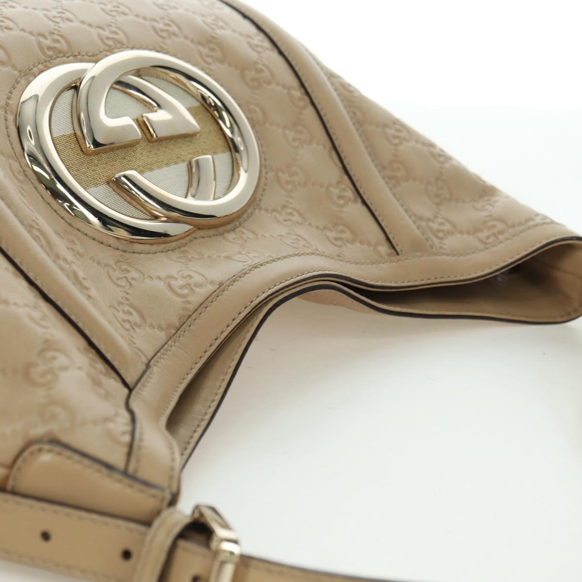 GUCCI GG Canvas Guccissima Shoulder Bag Leather Beige Gold 162740 Auth ARZ847V
