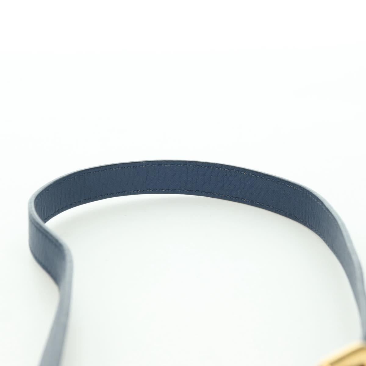 PRADA Shoulder Bag Nylon Leather Blue Gold Auth ARZ849A