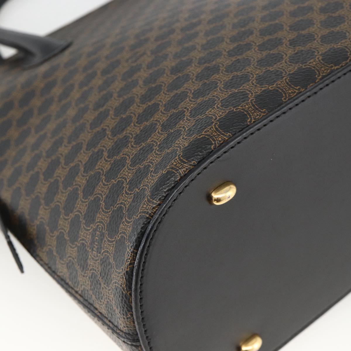 CELINE Macadam Canvas Hand Bag PVC Leather 2way Black Gold Auth ARZ869A