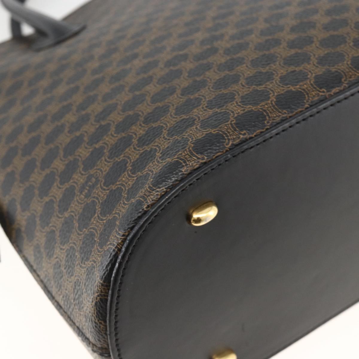 CELINE Macadam Canvas Hand Bag PVC Leather 2way Black Gold Auth ARZ869A