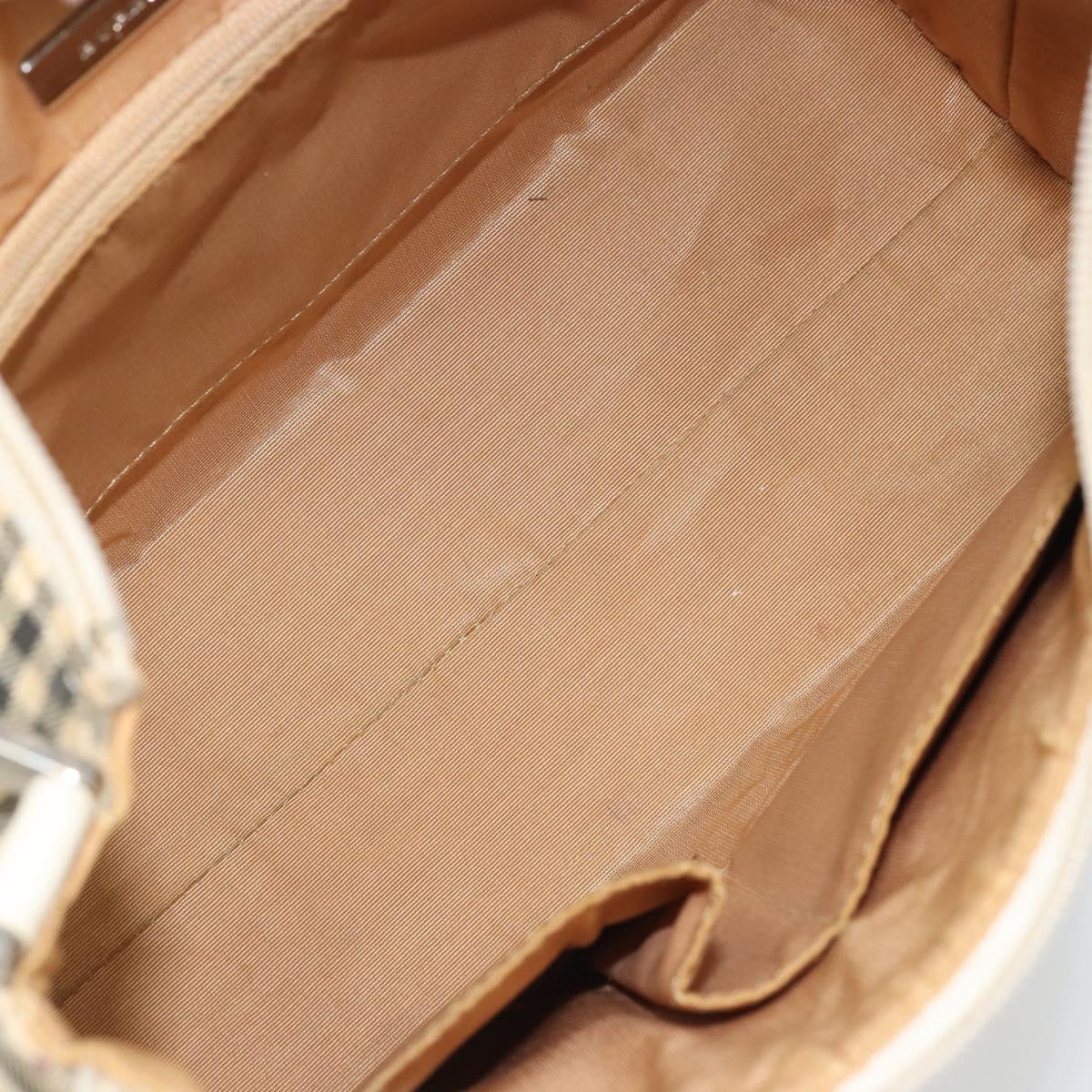BURBERRY Nova Check Shoulder Bag Canvas Leather Beige Silver Auth ARZ872