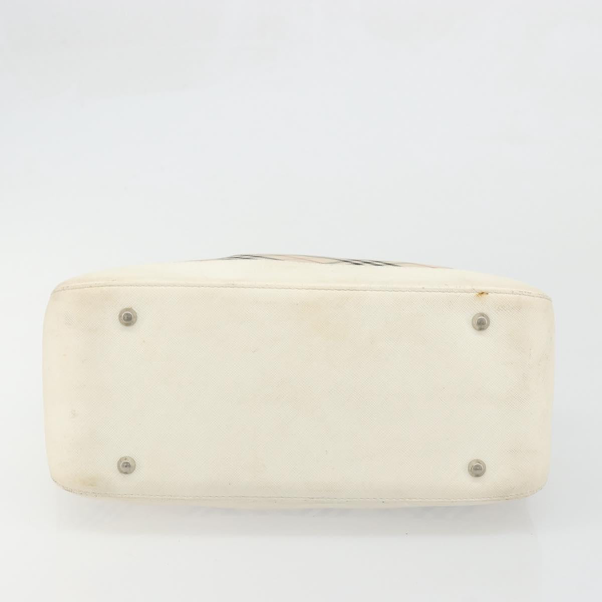 BURBERRY Nova Check Shoulder Bag Canvas Leather Beige Silver Auth ARZ872