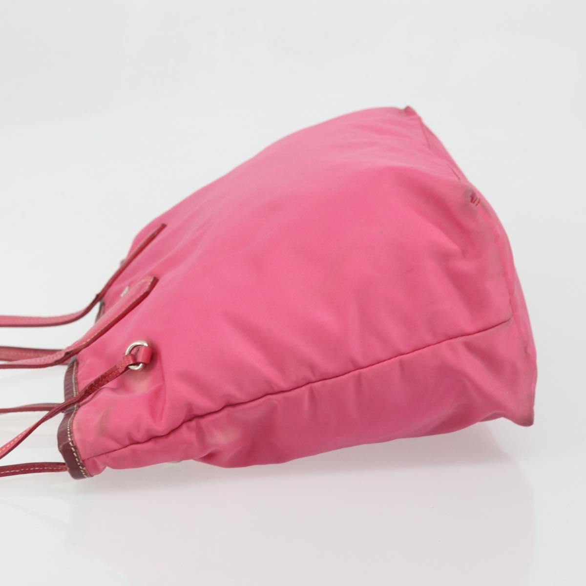 PRADA Tote Bag Nylon Pink Silver Auth ARZ877