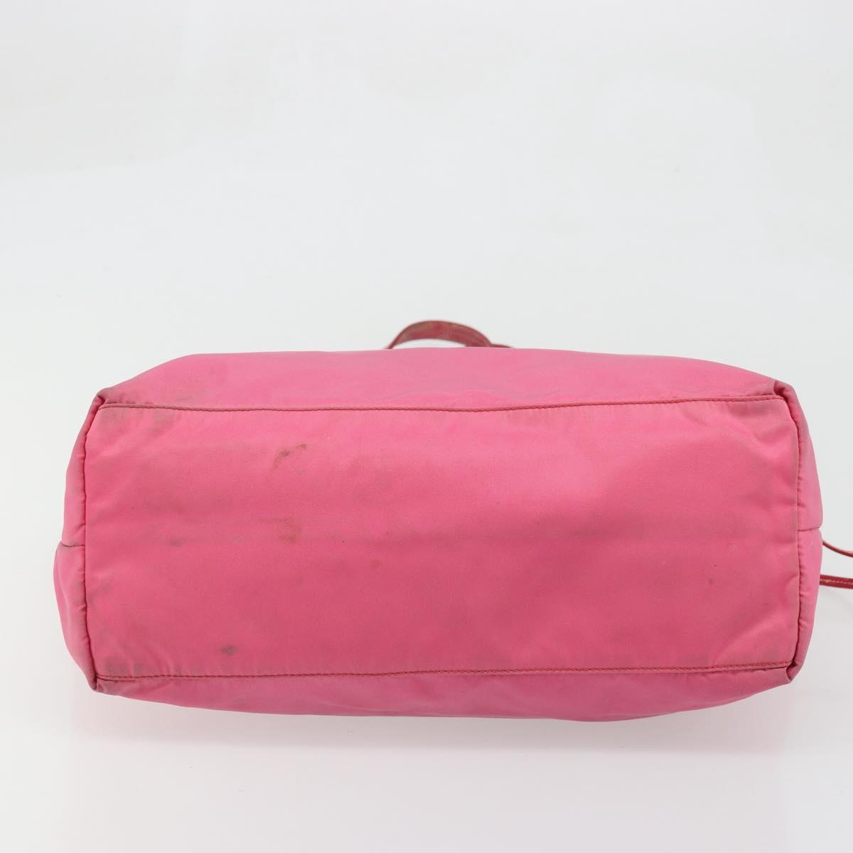 PRADA Tote Bag Nylon Pink Silver Auth ARZ877