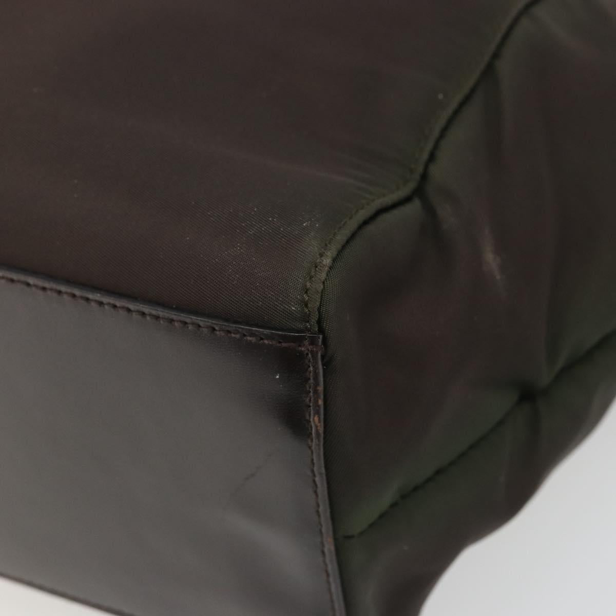 PRADA Hand Bag Nylon Brown Silver Auth ARZ881