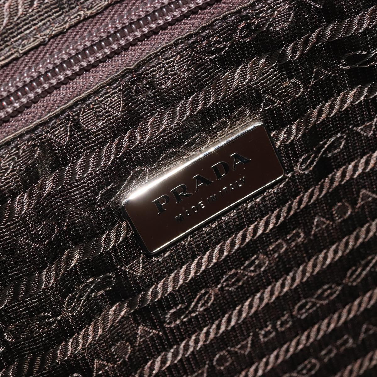PRADA Hand Bag Nylon Brown Silver Auth ARZ881