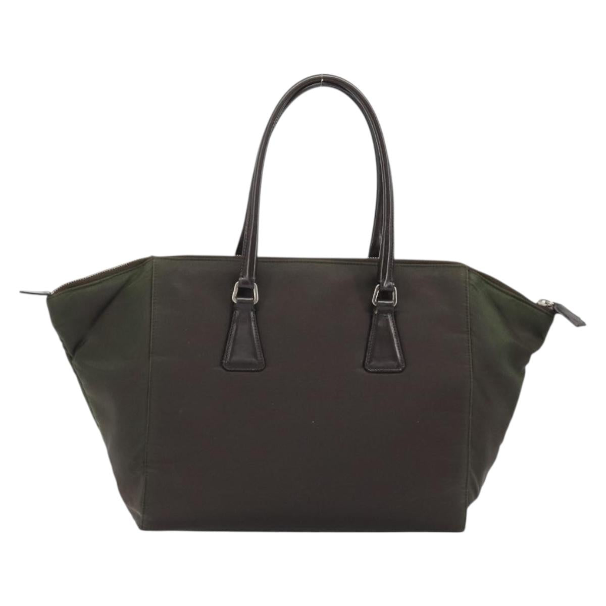 PRADA Hand Bag Nylon Brown Silver Auth ARZ881
