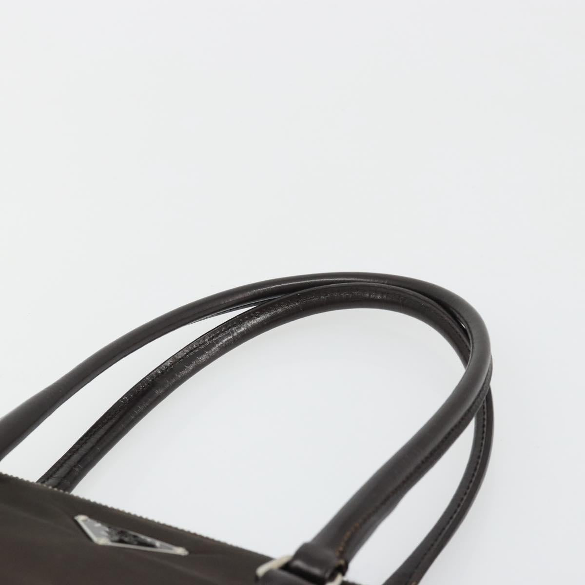 PRADA Hand Bag Nylon Brown Silver Auth ARZ881