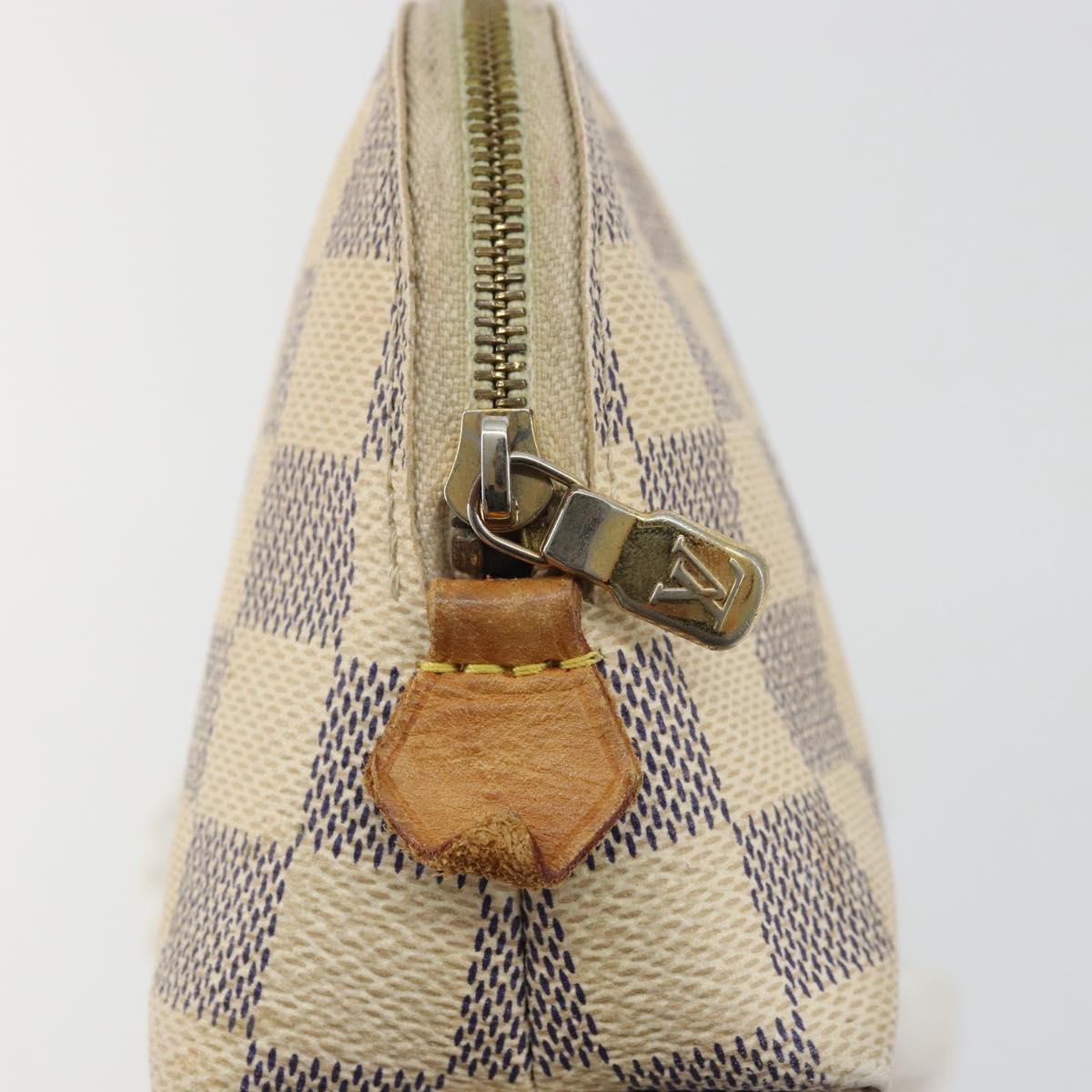 LOUIS VUITTON Damier Azur Pochette Cosmetic PM Pouch N60024 LV Auth ARZ890
