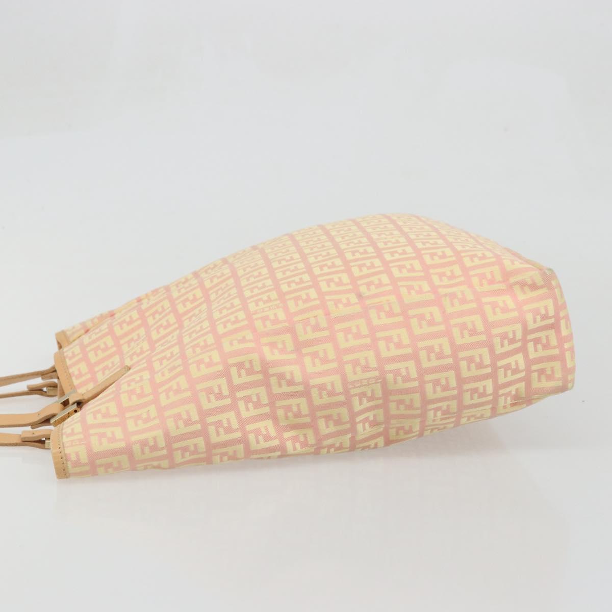 FENDI Zucchino Canvas Hand Bag Pink Gold Auth ARZ892A