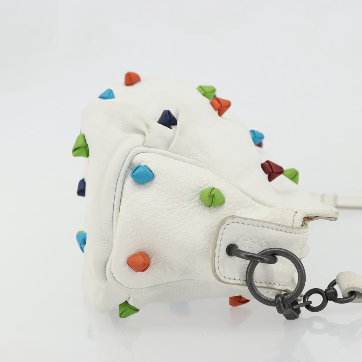 BOTTEGA VENETA Shoulder Bag Leather White Auth ARZ893A