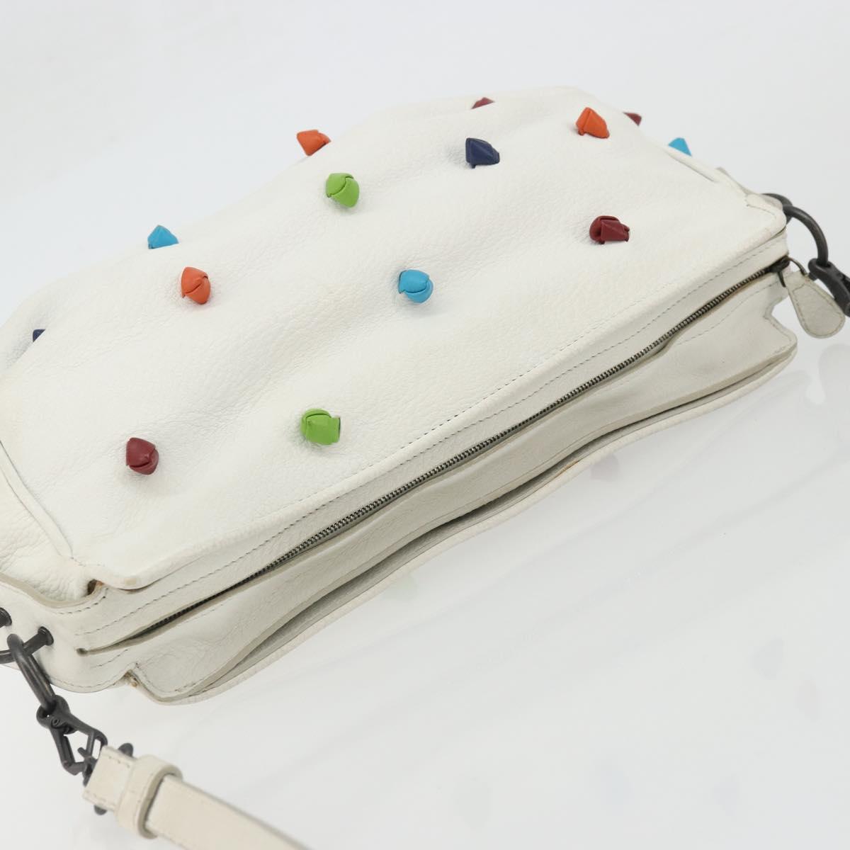 BOTTEGA VENETA Shoulder Bag Leather White Auth ARZ893A