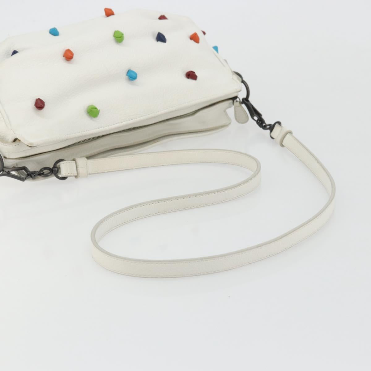 BOTTEGA VENETA Shoulder Bag Leather White Auth ARZ893A